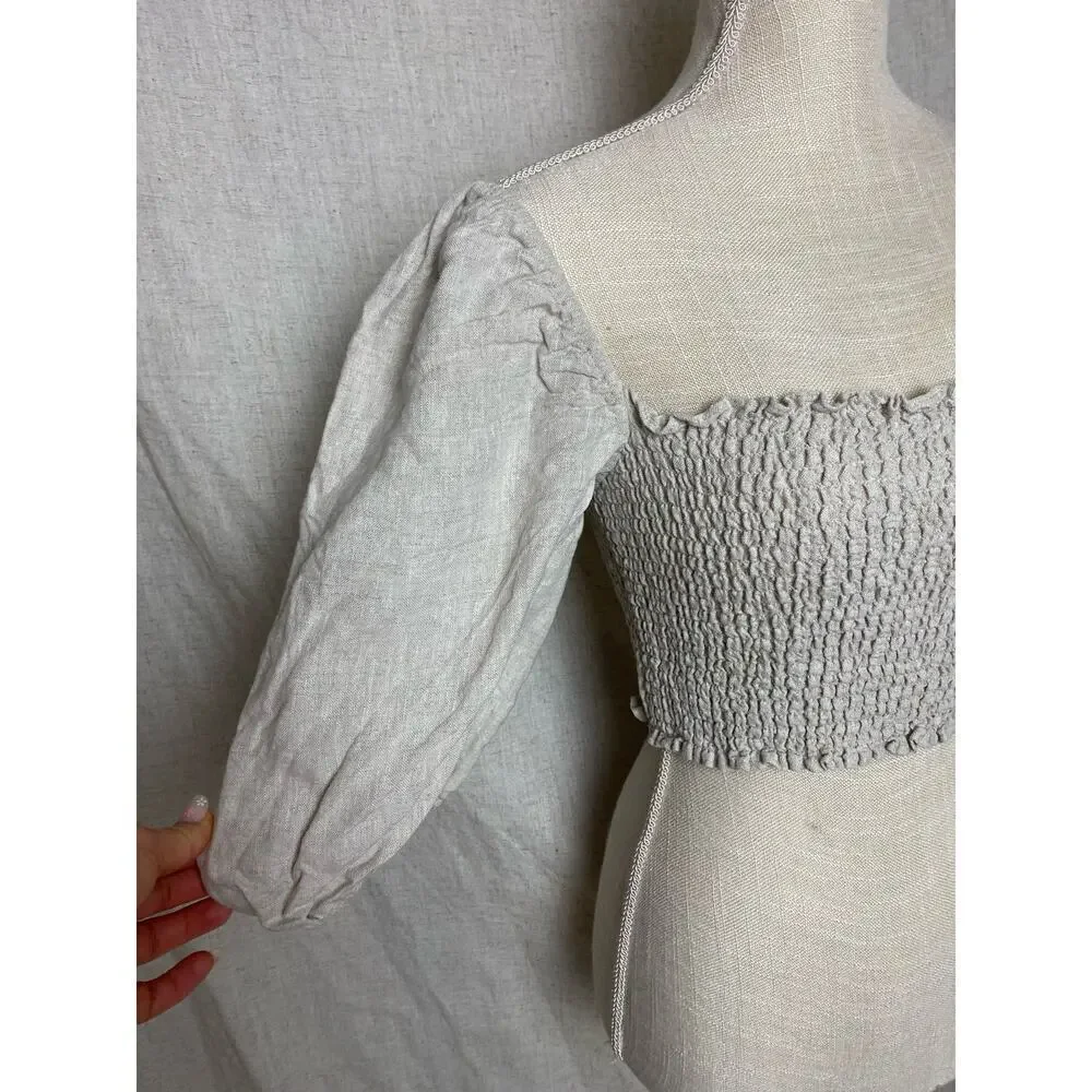 Reformation Scarlett Linen Cream Two Piece Set Size 8 - Picture 3 of 16